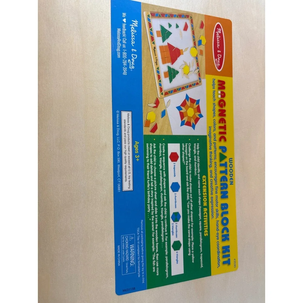 Melissa & Doug Wooden Magnetic Pattern Block Kit 3590 Educational Toy 119 Tiles